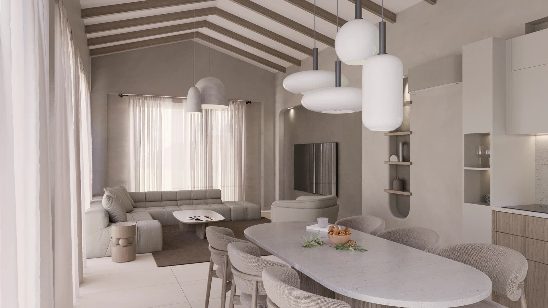 L tipi yaşam alanı L Villa iç mekânı