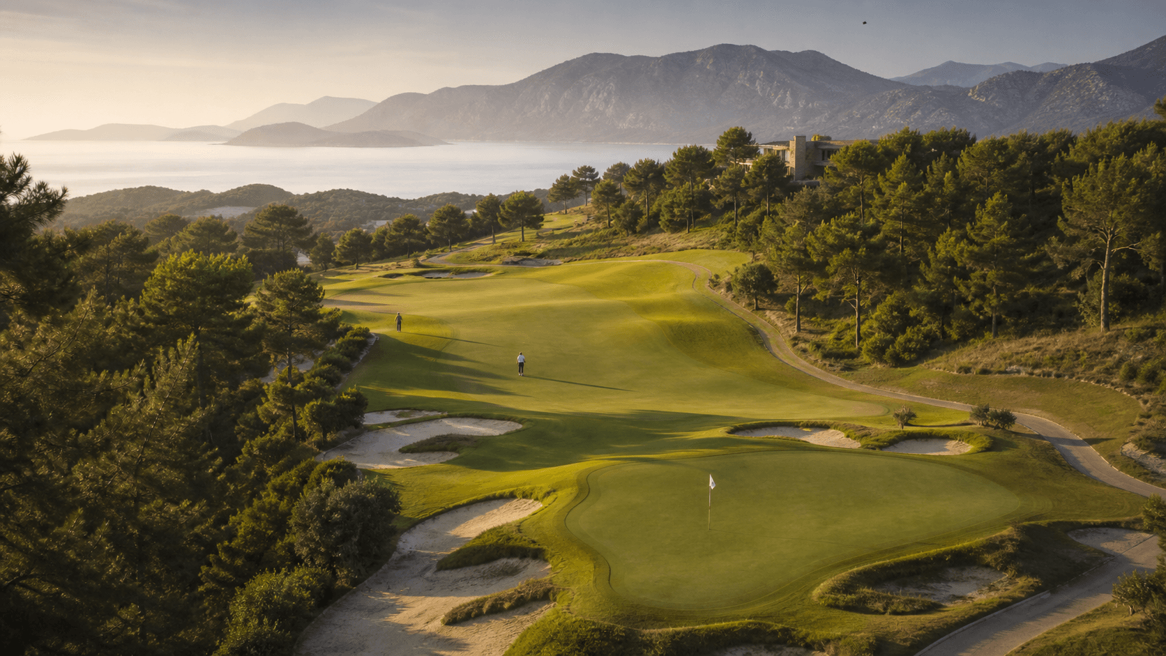 Çam ormanı ve Ege manzarası içindeki golf destinasyonu